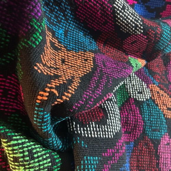 Vintage Mexican Huipil Tunic Poncho Embroidered Handmade Handwoven Birds Peacock - Picture 11 of 13